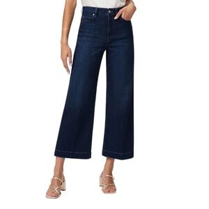 NWT Paige Anessa Wide Leg Jeans Cropped in Disco Dark Wash Denim Blue 27